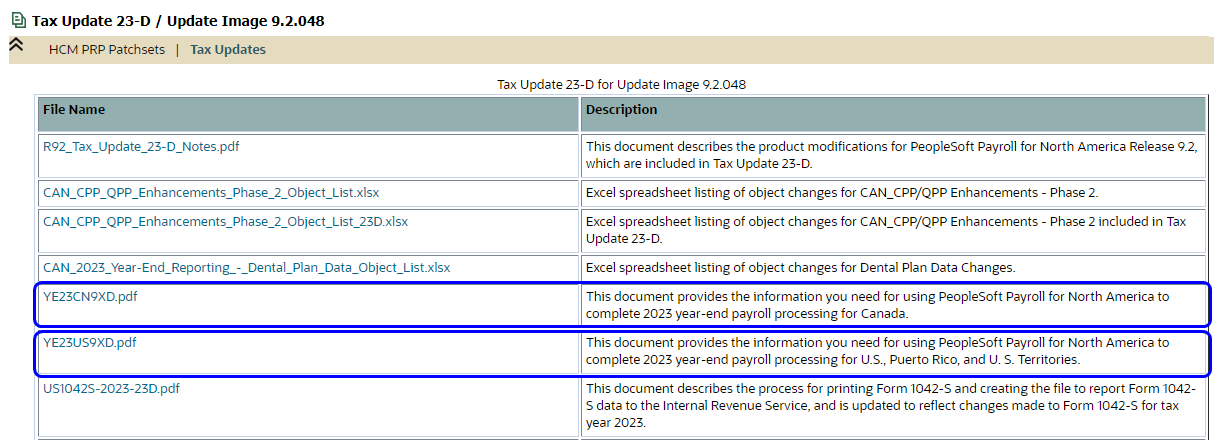 Accessing year-end payroll processing documents on My Oracle Support