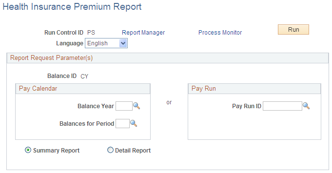 Health Insurance Premium Report page