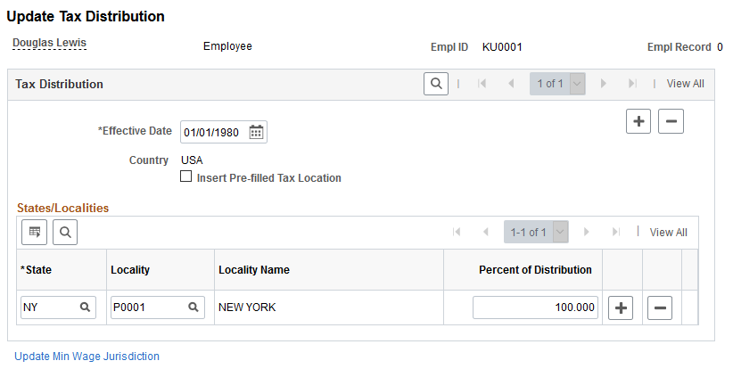 Update Tax Distribution page (USA)