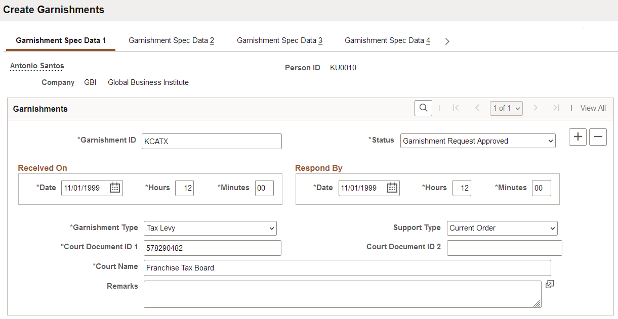 Garnishment Spec Data 1 page