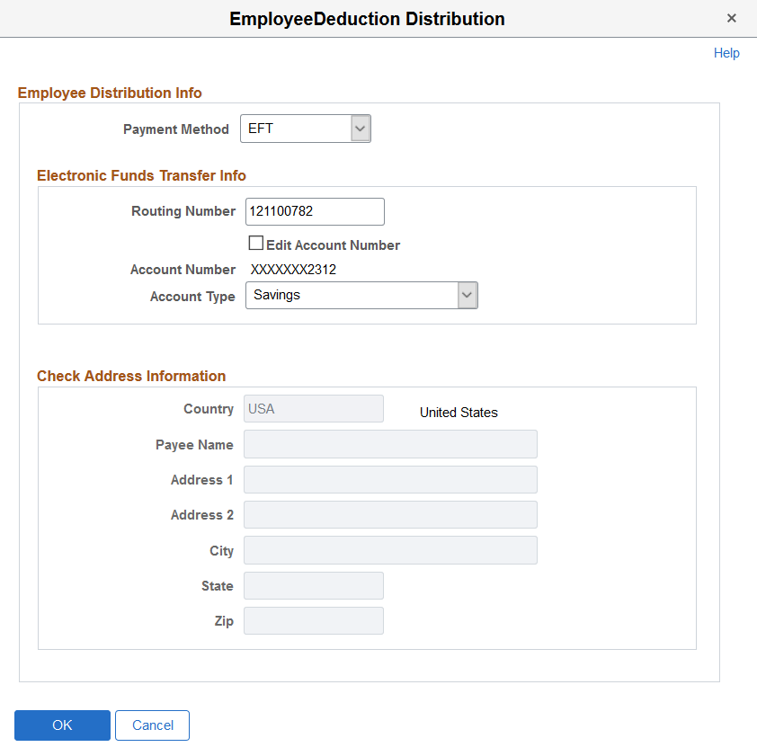Employee Deduction Distribution page (USF)