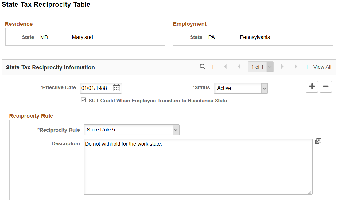 State Tax Reciprocity Table page