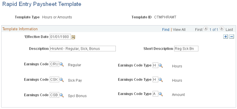 Rapid Entry Paysheet Template page