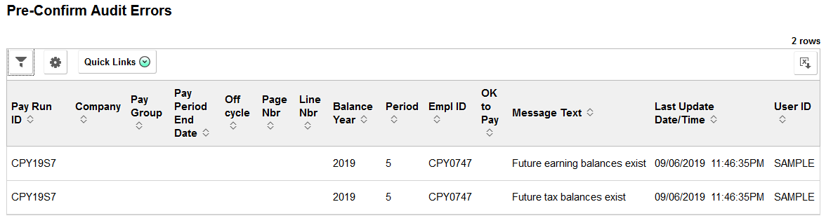 Pre-Confirm Audit Errors