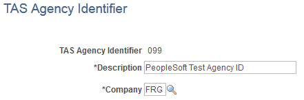 TAS Agency Identifier page