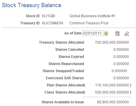 Stock Treasury Balance page