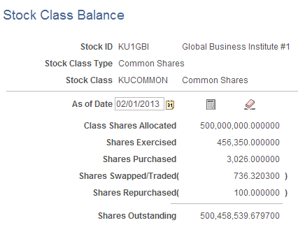 Stock Class Balance page