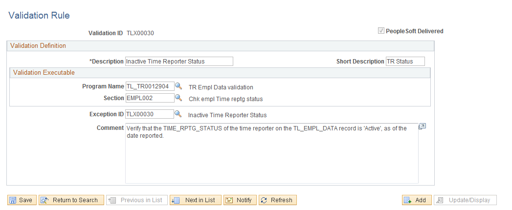 Validation Rule page