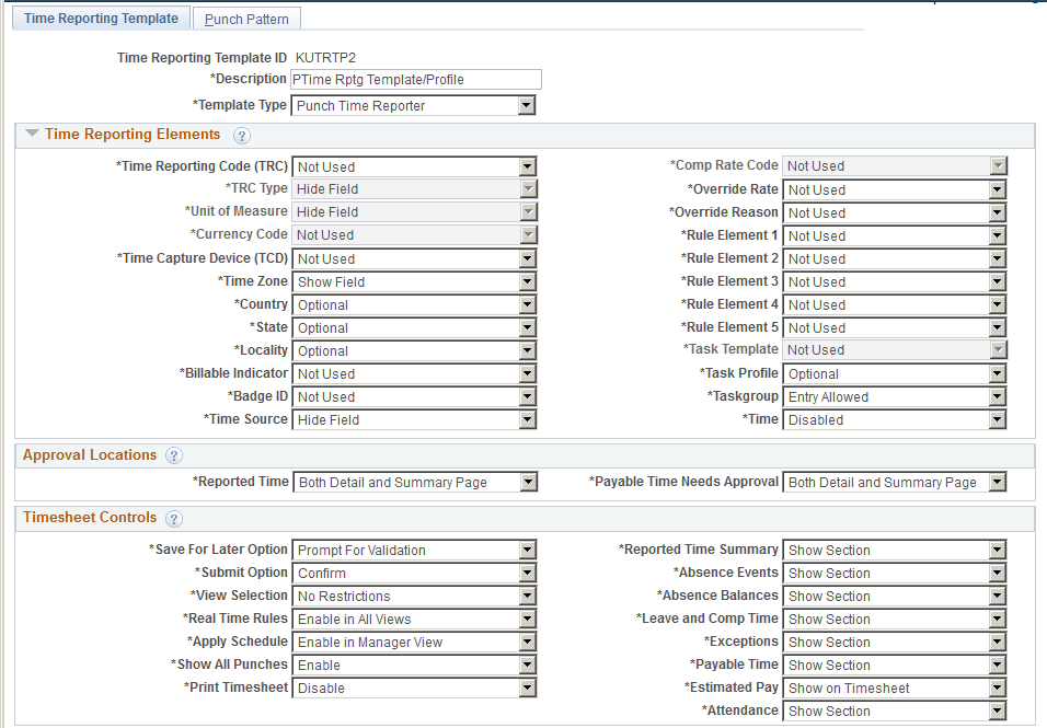 Time Reporting Template page (1 of 2)