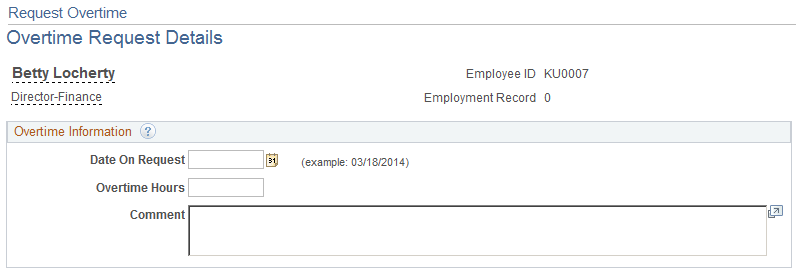 Request Overtime - Overtime Request Details page