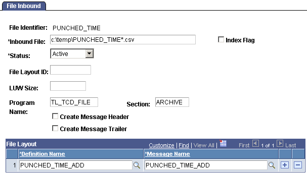 Using File Inbound page to set up flat file integration