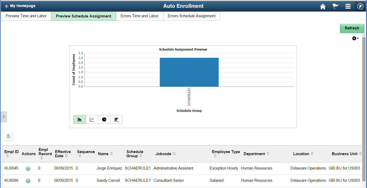 Preview Schedule Assignment tab