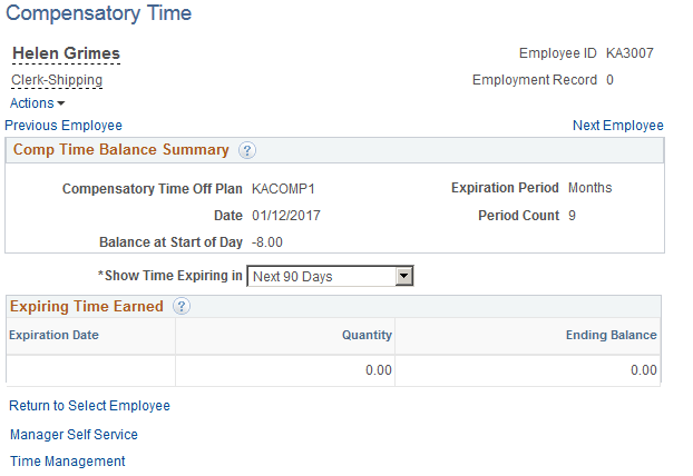 Compensatory Time page