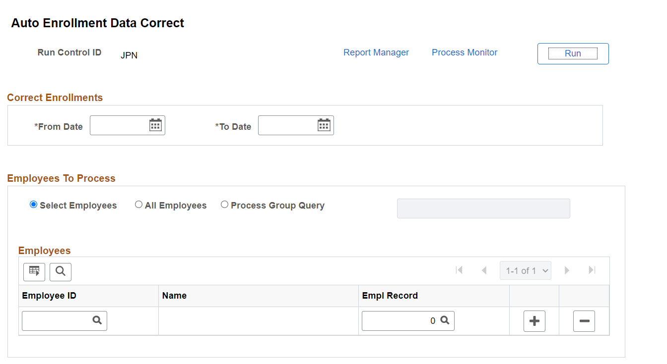 Auto Enrollment Data Correct page