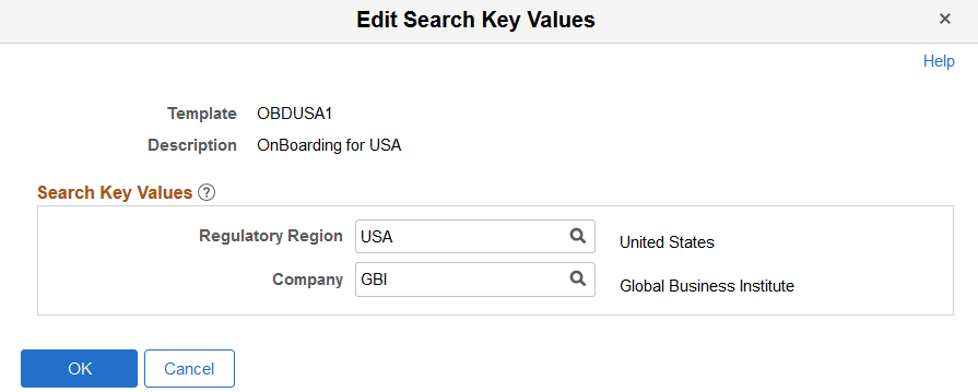 Edit Search Key Values page