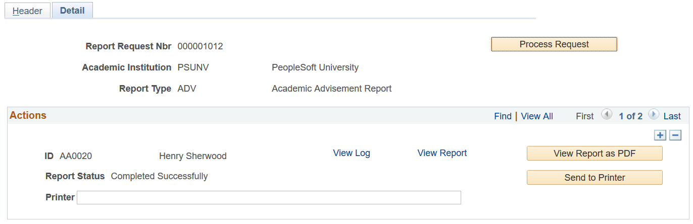 Request Multiple Reports- Detail page