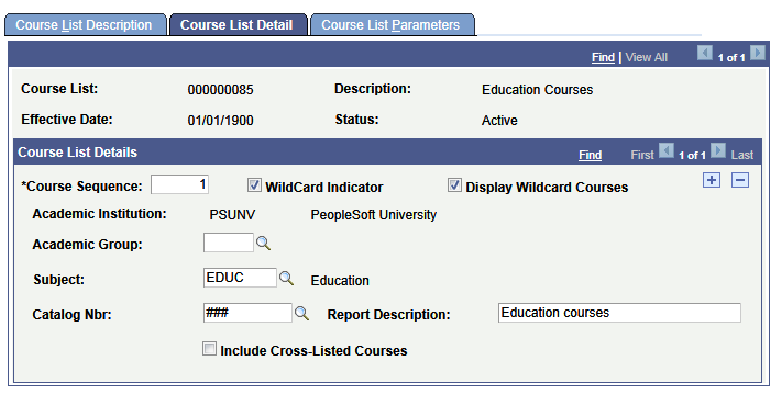 Course List Detail page