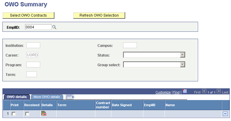 OWO (Onderwijsovereenkomst) Summary page