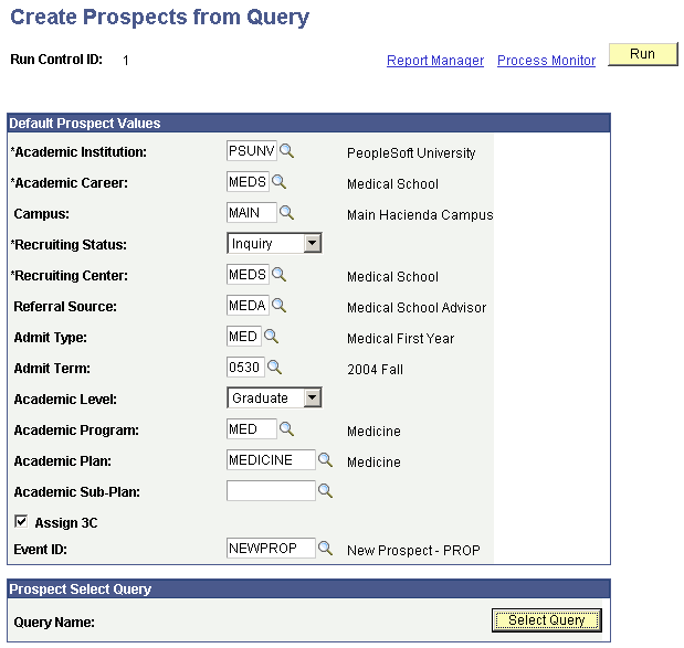 Create Prospects from Query page