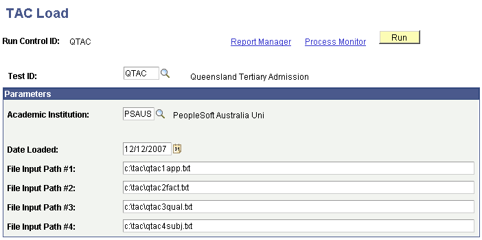TAC (Tertiary Admissions Centre) Load page