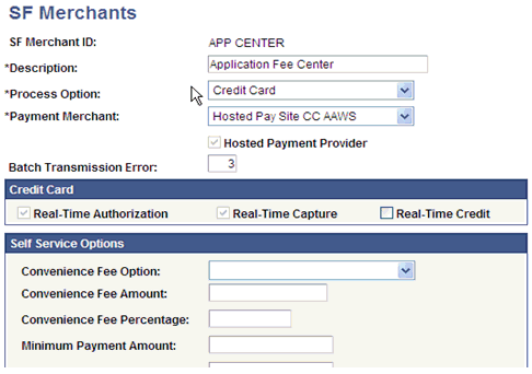 SF (student financials) Merchants page