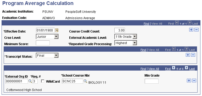 Example of Program Average Calculation page (4 of 4)