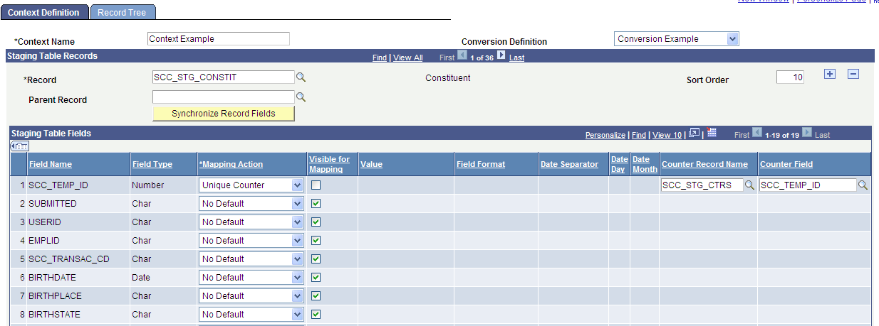 Example of a context definition (1 of 2)