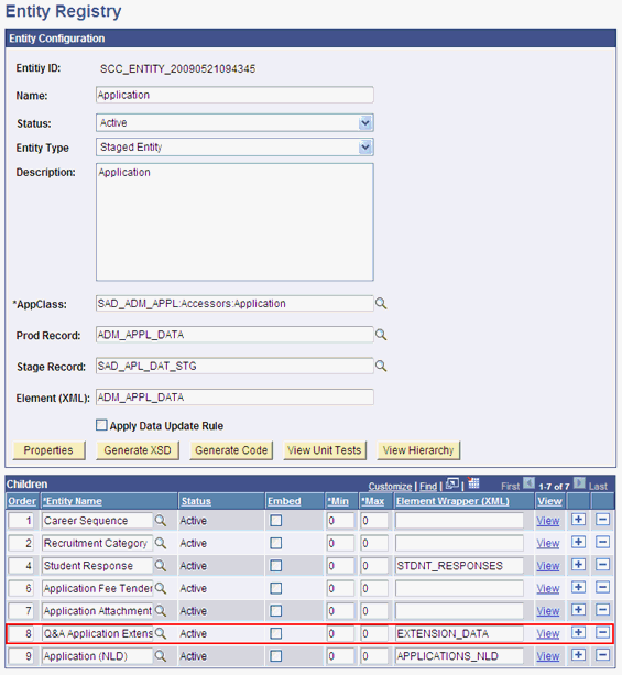 Example of an Entity Registry page