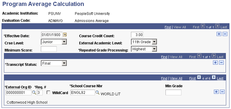 Example of Program Average Calculation page (3 of 4)