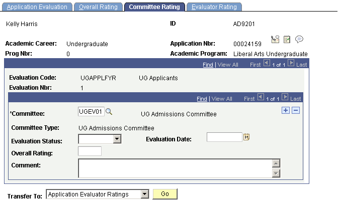 Committee Rating page