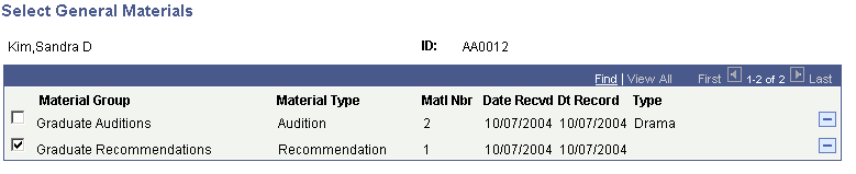 Select General Materials page