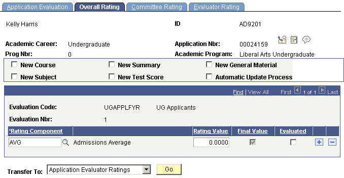 Overall Rating page