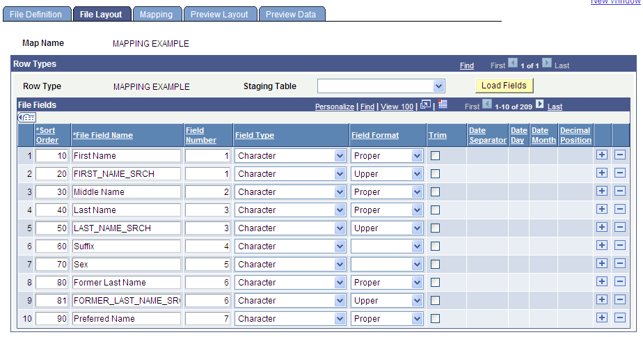 Example of a file layout