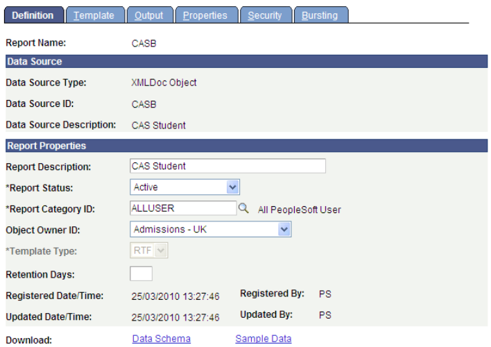 Definition page for CASB (Confirmation of Acceptance of Studies Number notifications to continuing students)