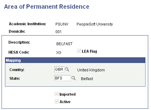 Area of Permanent Residence page