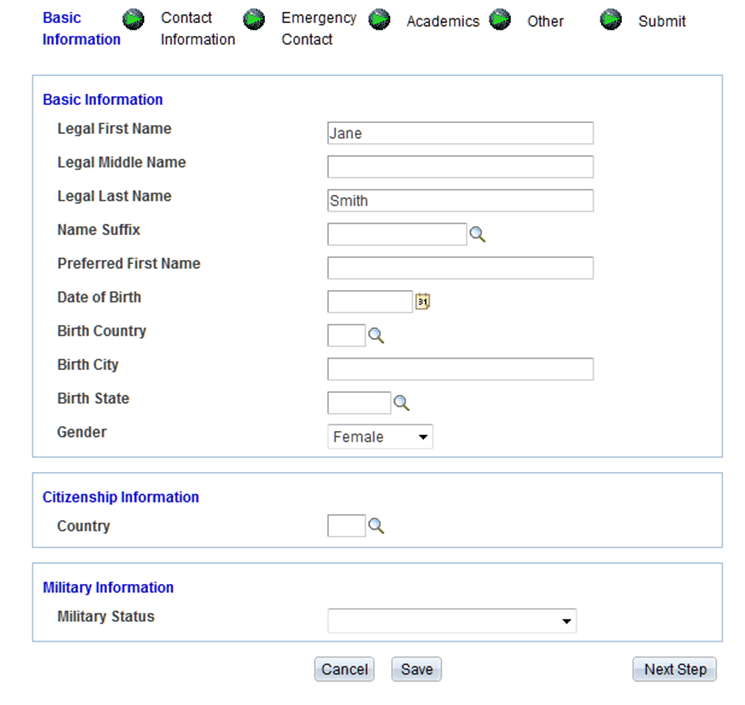 Basic Information page with the saved value