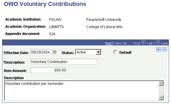 OWO (Onderwijsovereenkomst) Voluntary Contribution page