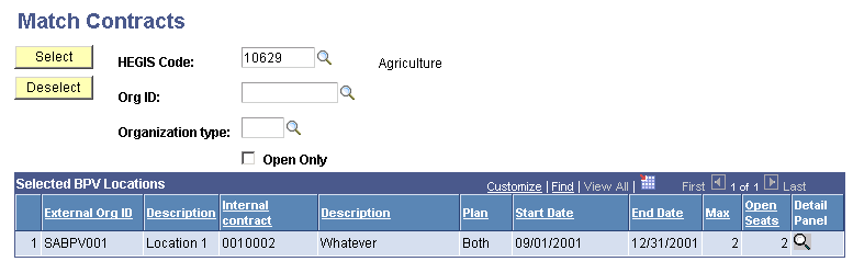 Match Contracts page