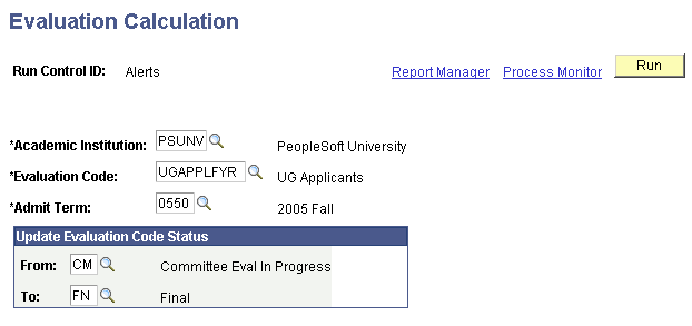 Evaluation Calculation page