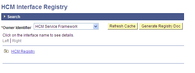 HCM (Human Capital Management) Interface Registry page