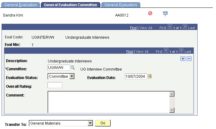 General Evaluation Committee page