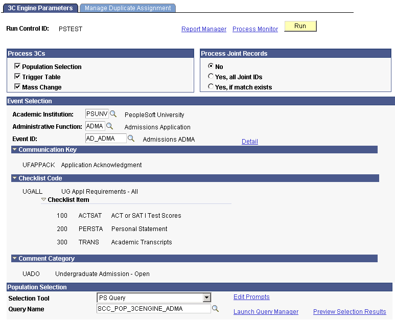 3C (communications, comments, and checklists) Engine Parameters page (1 of 2)