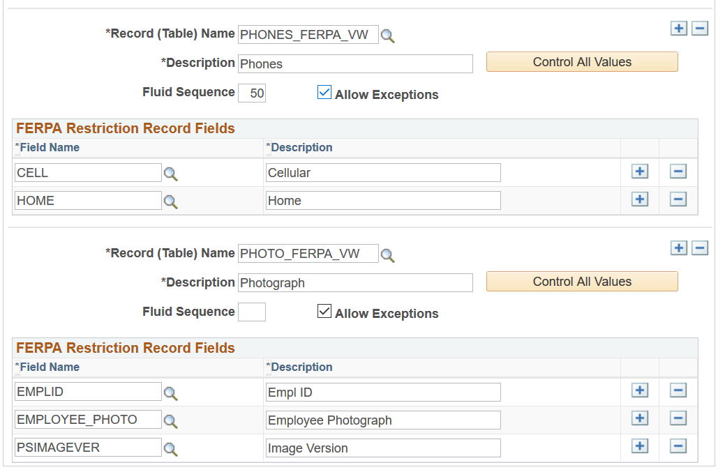 FERPA (Family Educational Rights and Privacy Act) Control page (4 of 5) - Phones and Photograph