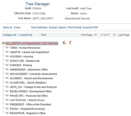 Tree Manager page