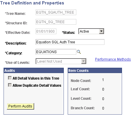 Tree Definitions and Properties page (EQTN_SQAUTH_TREE)