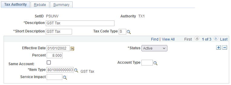 Tax Authority page