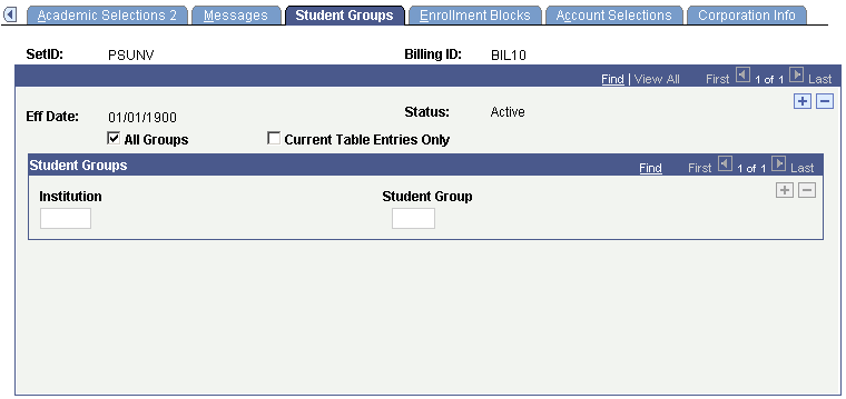 Student Groups page
