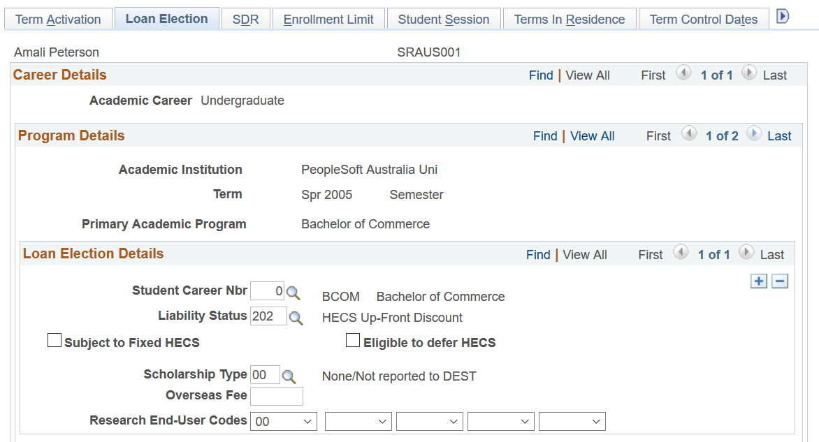 Loan Election page