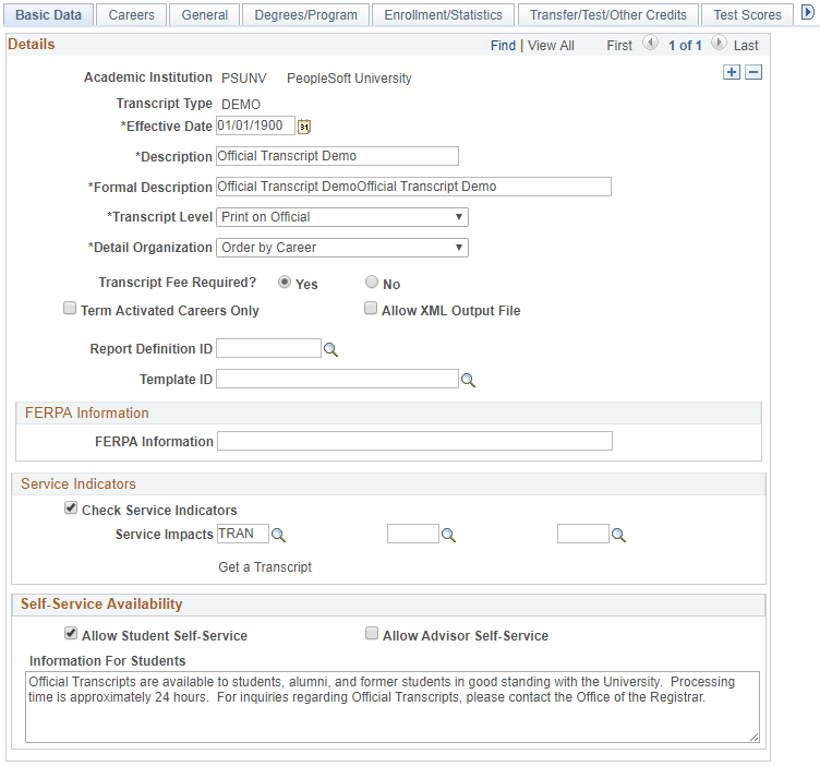 Basic Data page