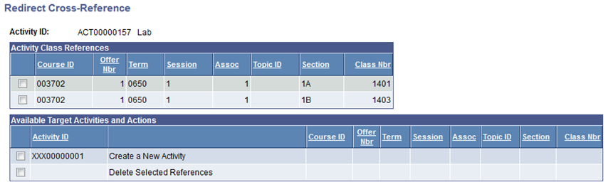 Redirect Cross-Reference page